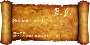 Retkes Jolán névjegykártya